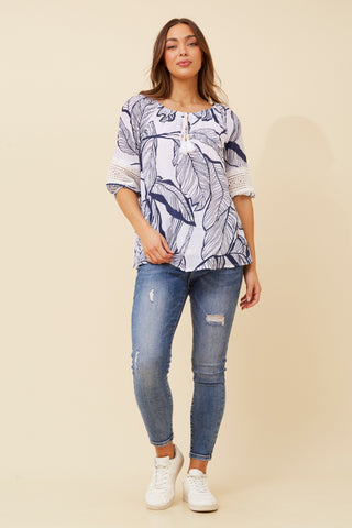 Polly Top Navy/White