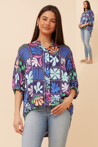 Heather Shirt Multi Navy