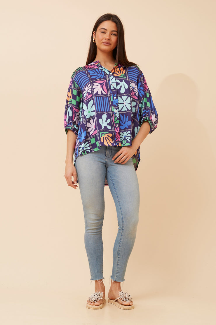 Heather Shirt Multi Navy