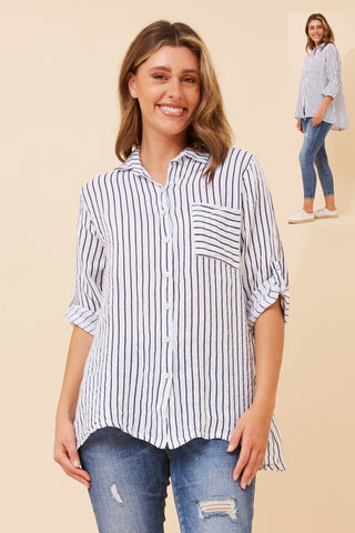 Diana Shirt White/Navy Stripe