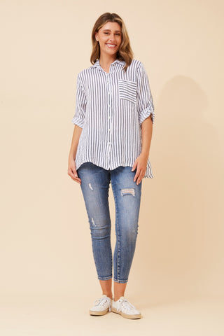 Diana Shirt White/Navy Stripe