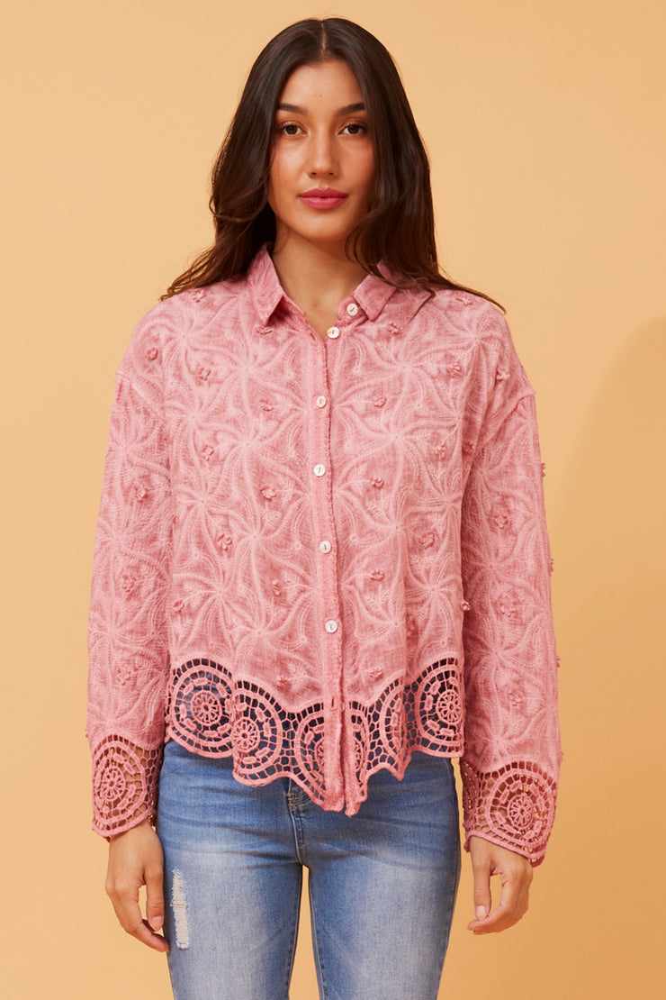 Lisa Top Pink Lace