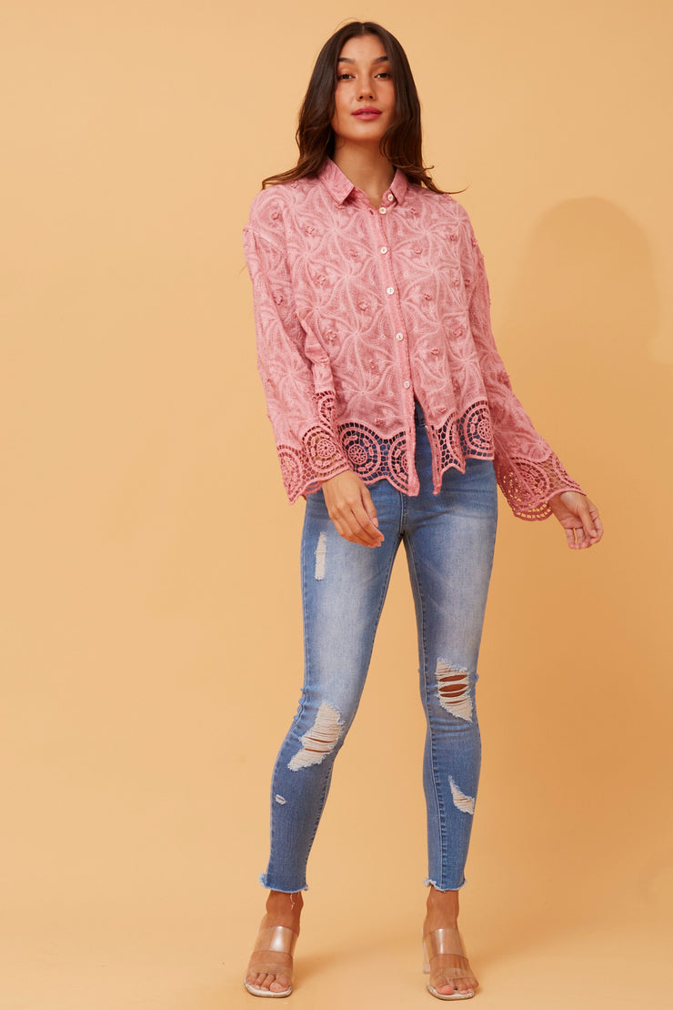 Lisa Top Pink Lace