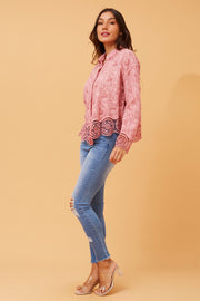 Lisa Top Pink Lace